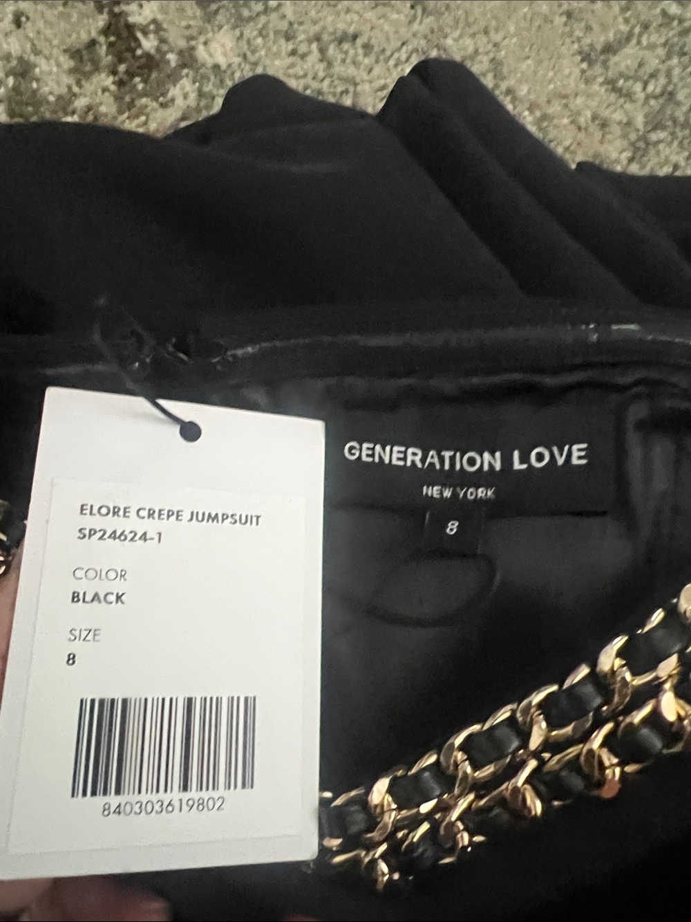 Generation Love Black Jumpsuit with Gold Chain Top Accent Strapless NWT - Picture 10 of 10